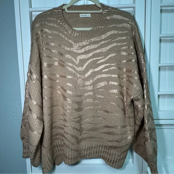And The Why Zebra Pattern Gold Sweater - Size S/M NWOT - Picture 6 of 10